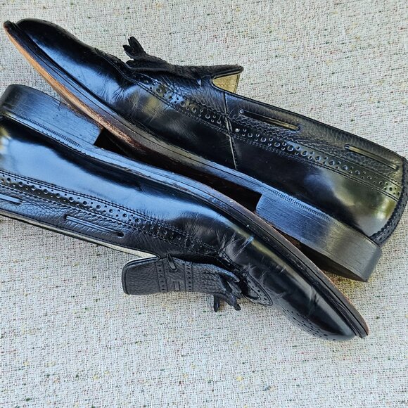 Brassboot Men Shoes Black Leather Loafer Kiltie Slip On Size 9.5M Made Italy main image 4